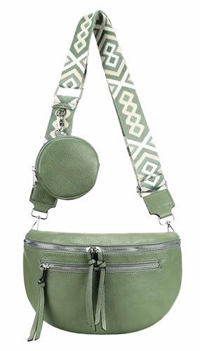 Damen Brusttasche Crossbody Tasche Umhängetasche Hüfttasche Cross-Over Bodybag Schultertasche Bauchtasche Handytasche Kunstleder Mint