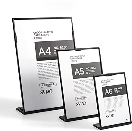 A4/A5/A6 Schilderhalter T/L-Form Tischaufsteller,PS-integrierte Injektion ist stark und langlebig,Vertikaler Werbedisplay-Menükartenhalter,für Restaurants,Bilderrahmen (schwarzer Rand)