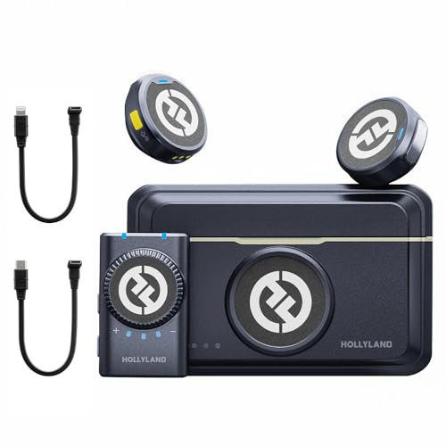 Hollyland Lark M2 Micro Cravate sans Fil (2TX+1RX) pour Camera, iPhone, Android, PC, 300 m Portée, Qualité Audio Hi-Fi, Réduction du Bruit, 40H Utilisation, Micro Lavalier pour Livestreaming Vlog-Noir