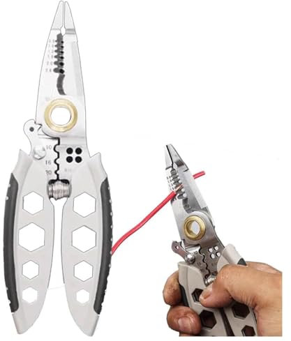 Vipomkowa 7-inch Multipurpose Wire Stripper, 2024 New Portable Professional Handle Wire Stripping Tool, Wire Cutter for Electrical Wire Cutter Stripping, Cutting and Crimping(1PC)