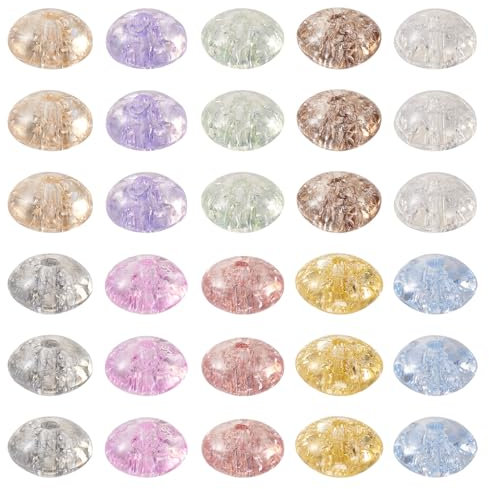 Boutigem 100 Cuentas de Cristal Transparentes Rondelle Crackle, Disco Redondo Plano, Cuentas espaciadoras Sueltas para Collar, Pulsera, fabricación de Joyas