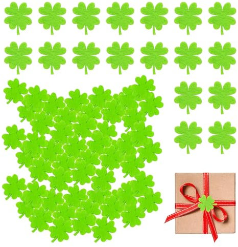 SWRCEYJH 100 Stück Kleeblatt Aus Filz Deko Glücksbringer Kleeblätter Geschenk Deko Filz Vierblättriges Kleeblatt Für St. Patrick Day Einladung, Diy & Handwerk Geschenk Dekoration (3.1-3.5cm)