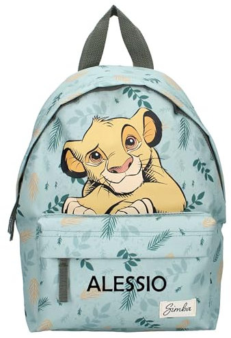 Kindergartenrucksack Disney König der Löwen Simba - Personalisiert mit Name - Kleiner Rucksack Jungen Kinder - Freizeitrucksack Mädchen 2 Fächer