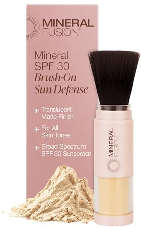 Mineral Fusion Brush-On Powder Sunscreen for Face SPF 30 | Transluscent Natural Daily Sun Care with UVA UVB Protection | Hypoallergenic, Non-Toxic | TSA & Travel Friendly