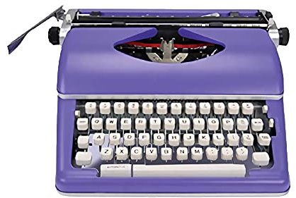 Tragbare Schreibmaschine, Klassische, neu gravierte Metallmaschinerie, die reibungslos läuft. Retro-Literaturgeschenk, für Notizen, Briefe, Memoiren, 38 x 38 x 15 cm, Lila