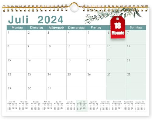 18 Monats Kalender 2024-2026, Wandkalender 2025 Im A4 Querformat, Kalender 2025 Wandkalender, Familienplaner 2025 Mit Jahreskalender Planung, Paarkalender vom 24. November bis 26. April