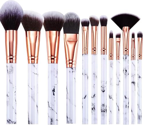 Ensemble de pinceaux de maquillage, pinceaux de maquillage professionnels, ensemble de 12 pinceaux de maquillage en marbre avec fond de teint