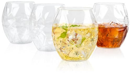 hotder WG160 Tritan Plastic Wine Glasses Set of 4(16oz/473ML),Unbreakable Clear Camping Glasses,Reusable Tritan BPA-Free and Dishwasher-Safe for Red/White/Coktail/Picnic Outdoor Use