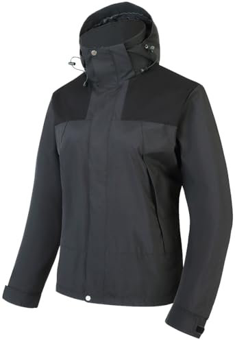 PADOLA Veste Femme mi Saison Veste imperméable Veste de Pluie Randonnée légère Softshell Respirant Coupe Vent Chic Trench Coat Poncho Cape Pluie Manteau Automne Hiver Printemps été (0 Noir, L)