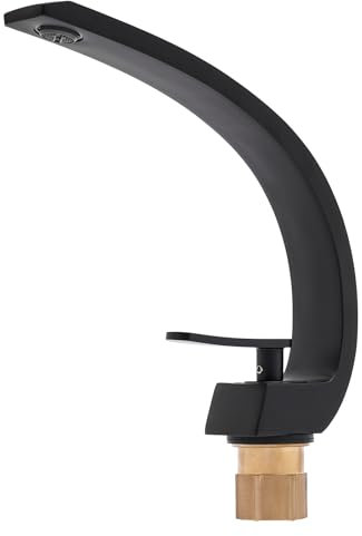 Wasserhahn, Wasserfall Waschbecken Einhandmischer Küche Armatur Schwarz Messing, Badarmatur Mit 3/8 Heißes Und Kaltes