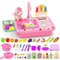 deAO Play Kitchen Sink Toys with Upgraded Rear Faucet, Play Cooking Stove, Cookware Pot and Pan, Play Food, Color Changing Dishes Accessories, Pretend Role Play Toys for Toddler Boys Girls (PINK)