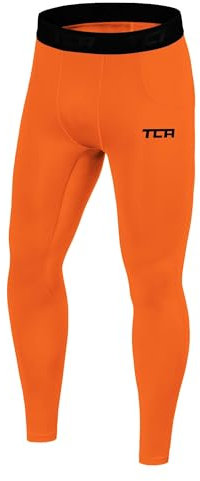 TCA Herren Leggings, Kompressionshose, Sporthose, Lang - Orange, M