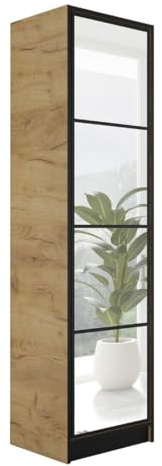 KIER FURNITURE Kleiderschrank mit Spiegel - Schrank Schlafzimmer - Garderobenschrank Flur Diele - Ausziehbare Kleiderstange - Eden v1 - BxHxT 156,4x205x39cm - 3 Türen - Weiß