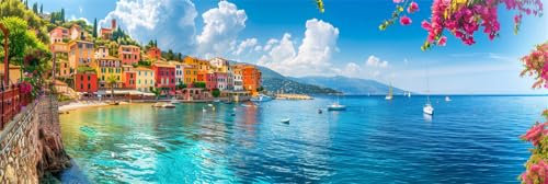 Peinture Numero Adulte,Ville Peinture par Numero Enfant Débutants,Voilier Paint by Numbers Kits Activité Manuelle Loisirs Créatifs,Bricolage Peint à la Main Peinture à l'huile,Sans Cadre,70x210cm-649