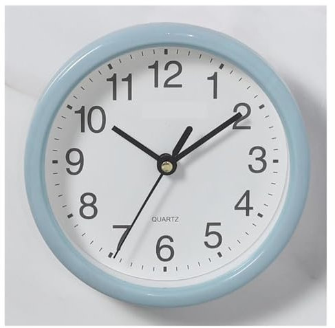OZLCUA Reloj De Pared Pequeños Relojes de Pared con Marco de plástico Transparente de Colores Caramelo, silenciosos, 15 cm, for Colgar en la Sala de Estar, decoración del hogar Wall Clock(Light Blue)