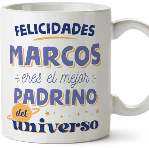 MUGFFINS Tazas Personalizadas para PADRINO - En Español - Mejor del universo - 11 oz / 330 ml - Regalo personalizable original y divertido