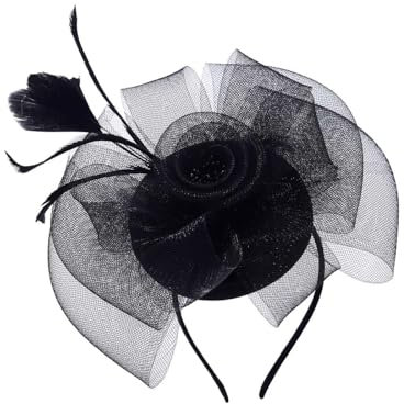 IYOU Arc Bandeau Fascinateur Mariage Noir Serre-tête de Plumes Cocktail Tea Party Accessoires Cheveux pour Femmes