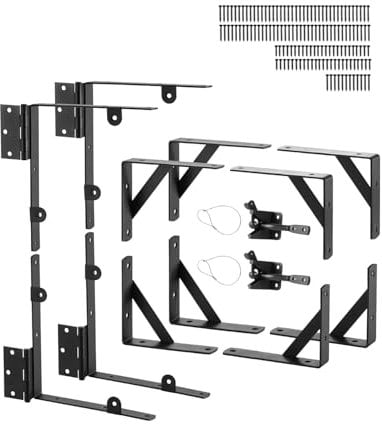 VEVOR Soporte de Esquina para Puerta de Hierro Escuadra para Marco de Puerta Anti Hundimiento para Puertas de Cobertizo, Puertas de Corral, Puertas de Entrada, Ventanas de Madera, Negro 2 Juegos