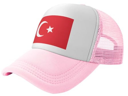AQHNBM Casquette de baseball personnalisée avec motif drapeau de la Turquie avec dos en maille et snapback chapeaux de camionneur décontractés pour hommes et femmes noir, rose, Taille unique