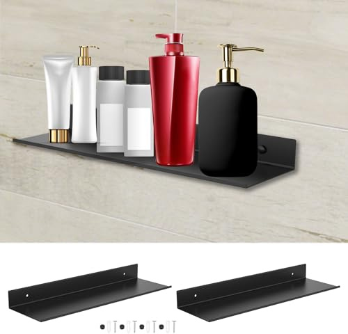 Eyoulife 2 Stück Wandregal Schwarz 40cm Schweberegal Schwarz Metall Korrosionsschutz Rostfrei Tragkraft 10kg für Badezimmer Schlafzimmer Wohnzimmer Küche