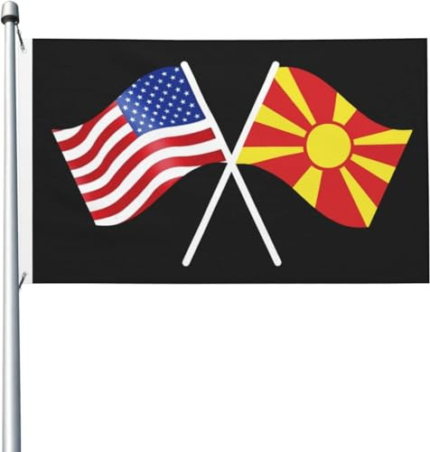 Amerikanische und Nordmazedonien Flagge Flagge 3x5 FT Helle Flaggen