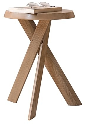 YESWOOD Massivholz Kleiner Beistelltisch Outdoor, einfach beweglich für Wohnzimmer, Schlafzimmer, Garten, Balkon, Mini-Couchtisch aus Esche, Keine Montage, Naturfarbe, 31 x 31 x 45 cm