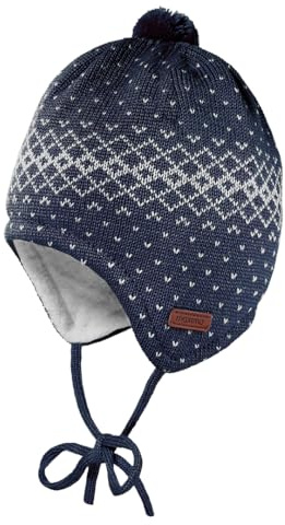 maximo Baby-Mütze, Pünktchenjacquard ausgenäht, Teddyfutter