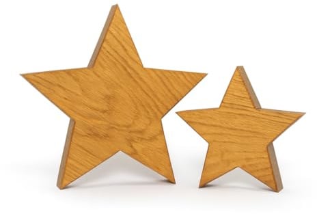 WOODS 2er Set Holzstern Eiche - mit Naturöl behandelt | handgefertigt in Bayern I Holzsterne zum hinstellen - Advent & Weihnachtsdeko Holz Dekoration I Holzstern groß 1x 20 cm und 1x 30 cm