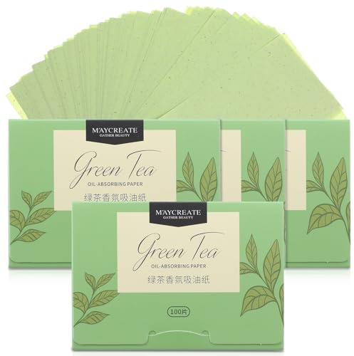 DOPENSPI 400 Blatt Öl Blotting Blätter für das Gesicht, Grüntee Oil Control Paper, Make up Löschpapier, Öl absorbierendes Blatt, Grüntee Öil Kontrollfilm für Frauen und Männer, 9,1 x 6 cm