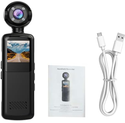 Jiawu Action-Kamera, tragbarer 1080p Full HD Camcorder für Radfahren und Vlogging, WLAN-Sportkamera mit 140°-Weitwinkel, 180° drehbarem Objektiv, LED-Beleuchtung und Nachtsicht