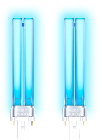 UPPZLLXU 7W Lampadina UVC G23 PLS, Reattore Induttivo, per Clarificatore Laghetto e Filtro UVC, contro Batteri e Alghe per Acquari e Stagni (2 pezzi)