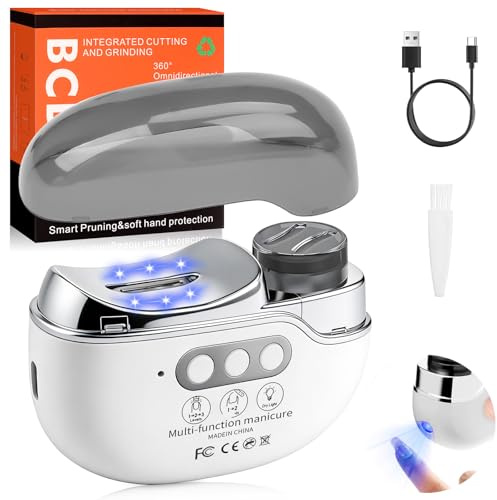 Electric Nail Clipper for Toenails Fingernail, 4in1 Automatic Nail Grinder Trimmer, Rechargeable Cutting Electric Nail Cutter with Nail Scraps Storage for Baby, Kids, Adults, Seniors
