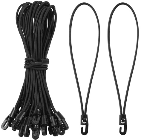 35 Pcs para Pulpos Elasticos con Gancho, 25 cm Cuerda Elastica, Cuerdas Elásticas Cortas con Ganchos, Resistentes a los Rayos UV Negro para asegurar Equipaje, Lonas, Muebles