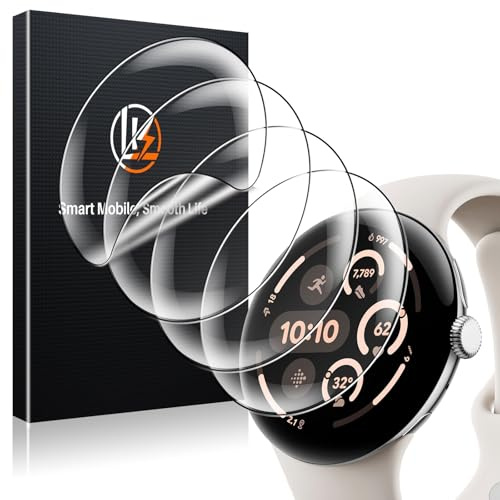 LK 4 Pack Screen Protector for Google Pixel Watch 5/4/3 45mm High Definition, High Definition, Bubble Free, Clear Flexible TPU Film, Easy Installation Anti-Scratch, Ultra-Thin Screen Protector