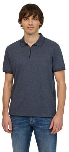 Street One MEN Herren Kurzarm Poloshirt im Melange-Look