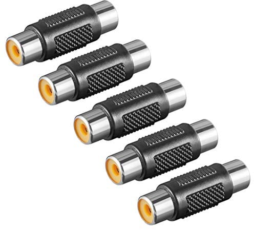5X Audio Adapter | Cinch Buchse auf Cinch Buchse | Stereo Verbinder Chinch Kupplung RCA | Schwarz | 5 Stück