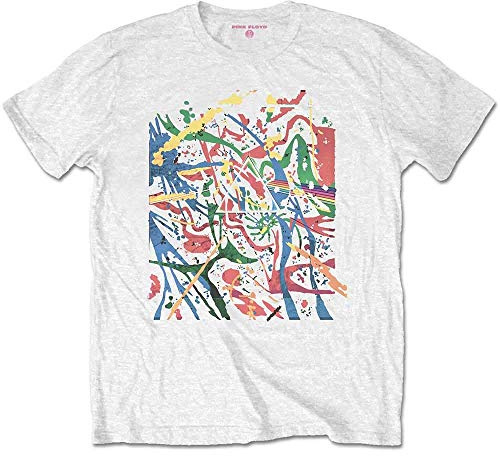 Pink Floyd T-Shirt Pollock Prism Band Logo Nue Official Men's White