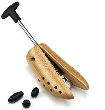 Cathcart Elliot Professional Deluxe Beech Wood Shoe Stretcher – Single Unit with Metal Mechanism – Adjustable Width for Men’s Shoes – Includes 3 Bunion Plugs – Size MS UK Mens 5-7.5