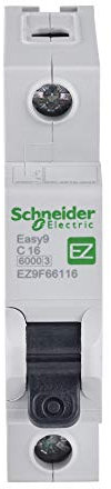 Schneider Electric Easy9 - Disjoncteur miniature MCB 1 pôle, type C, capacité de coupure 6 kA, 16 A, 230 V, EZ9F66116