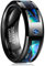 VAKKI Bague de Mariage Noir Homme/Femme en Tungstène Coquille d'ormeau et Zircon Incrustation Bague Unisexe Taille 67(21.3)