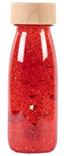 PETIT BOUM – Float Sensory Bottle in Rot EIN Mikrokosmos in jeder Flasche Entdecken, zuhören und Lernen Sinnesstimulation Sensorische Flaschen für Kinder