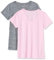 Amazon Essentials T-shirt Stretch et Quick Dry, Col en V et Manches Courtes (Disponible en Grande Taille) Femme, Lot de 2, Gris Teinture Spatiale/Rose Clair, M