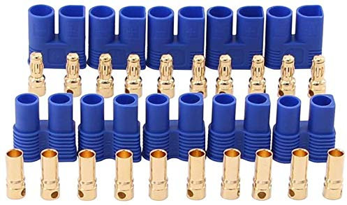 10 Paires EC3 Prises de connecteur de Batterie, Fiche Banane 3.5mm Femelle Mâle Bullet Connecteur RC ESC LIPO Batterie Moteur électrique Avion Quadricoptère Pièces DIY (EC3)