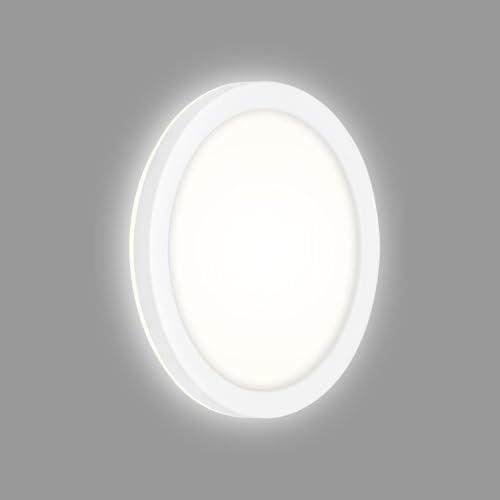 BRILONER - LED Wandlampe mit indirektem Licht, flach, neutralweiße Lichtfarbe, Aussenlampe, Wandleuchte aussen, LED Strahler außen, Außenleuchte, Außenwandleuchten, 21x2,8 cm, Weiß