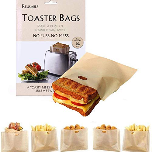Integrity.1 Toasterbeutel,10-teiliger Wiederverwendbarer Antihaft-Toasterbeutel,Sandwich Toaster Tasche,Snack Toast Taschen,Hitzebeständig, Leicht zu Reinigen, Geeignet für Brot, Snacks, Obst