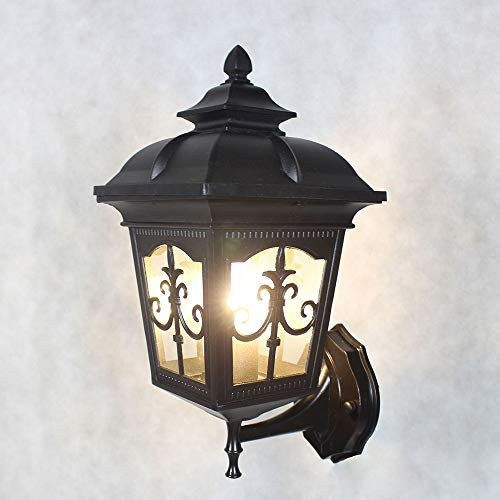 Chao Zan Außenwandleuchte Schwarz Aluminium Wandleuchten Hauswandlampe E27 Max.60W Wasserdicht IP43,Nostalgische Retro Vintage Wandbeleuchtung,Wegbeleuchtung Garten Terrasse Veranda Gartenpavillon.