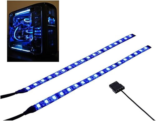 MIWATT PC Bande d'éclairage d'ordinateur bleu LED flexible avec kit de lumières magnétiques pour boîtier d'ordinateur (2X30 cm, série S) (bleu)
