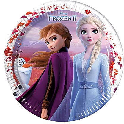 Procos-Folat 93430P Platos Papel FSC Frozen 2 23cm-8 piezas, multicolor, 23 centimeters
