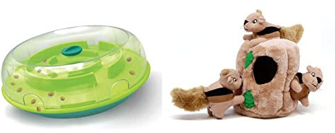 Outward Hound Nina Ottosson by Outward Hound Wobble Bowl Dog Game Interactive Slow Feeder Bowl Dog Game and Hide A Squirrel Plush Dog Toy Puzzle, Large