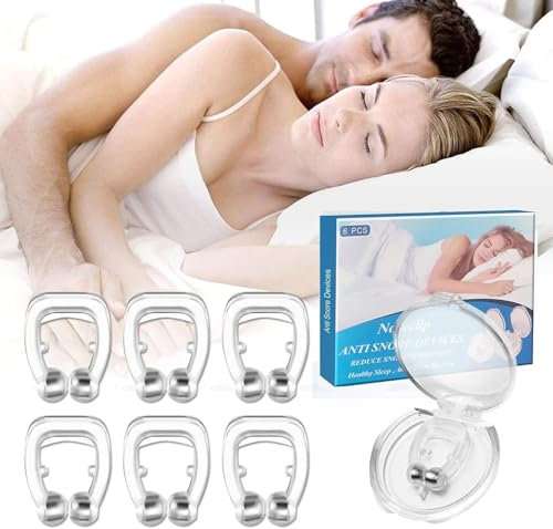 CaiTang 6 piezas Antirronquidos para Dormir, Dilatadores Nasales, Antirronquidos Nariz, Dilatadores Nasales de Silicona, Clip Silicona con Imán Mejora la Respiración, para Ayudar a Dormir